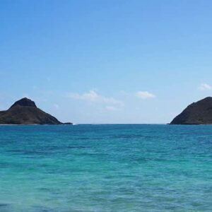 Mokulua Islands off the coast of Oahu Hawaii