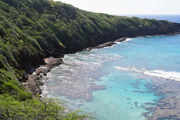 Scenic coast view of Honolulu on the island of Oahu Hawaii