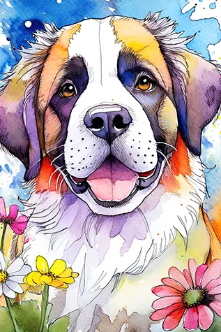 St. Bernard digital dog art