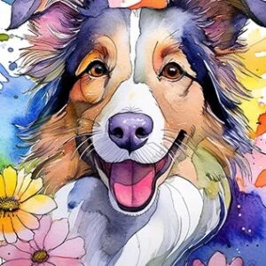 Digital Collie Dog Art