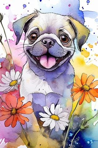Digital Pug Dog Art