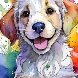 Digital Golden Retriever Dog Art