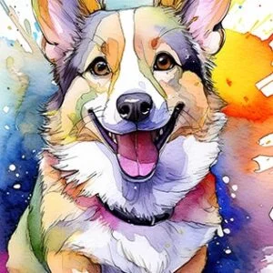 Digital Corgi Dog Art