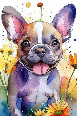 Digital French Bulldog Dog Art
