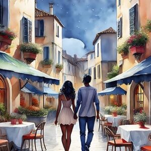 Strolling Romantic Couple Digital Art