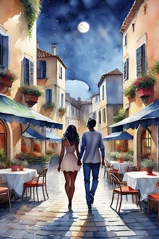 Strolling Romantic Couple Digital Art