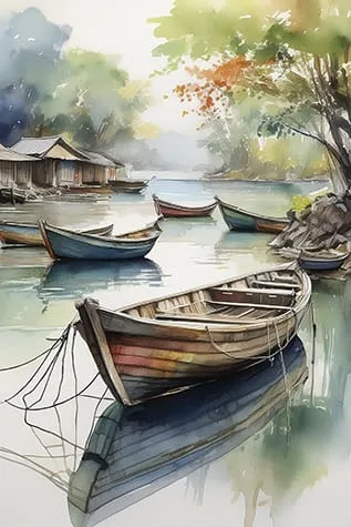 Wabi Sabi Rowboats Digital Art