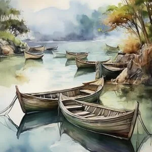 Wabi Sabi Rowboats #3 Digital Art